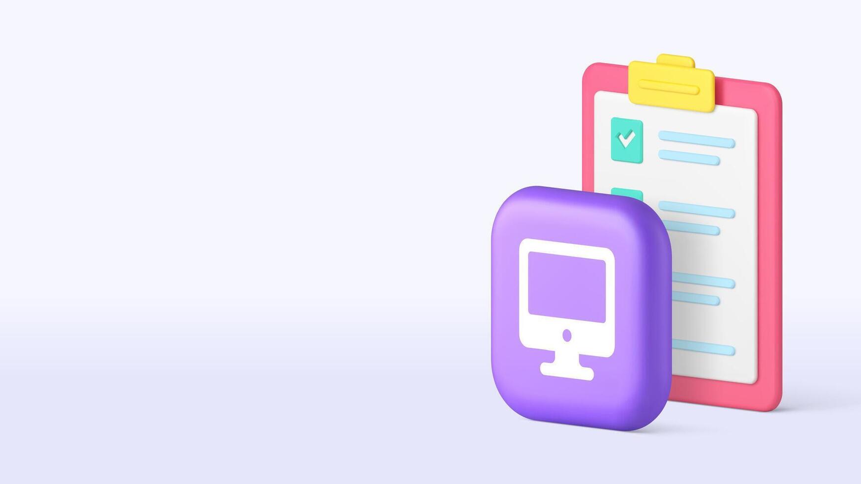 To do list planning and productivity computer application 3d icon realistic vector