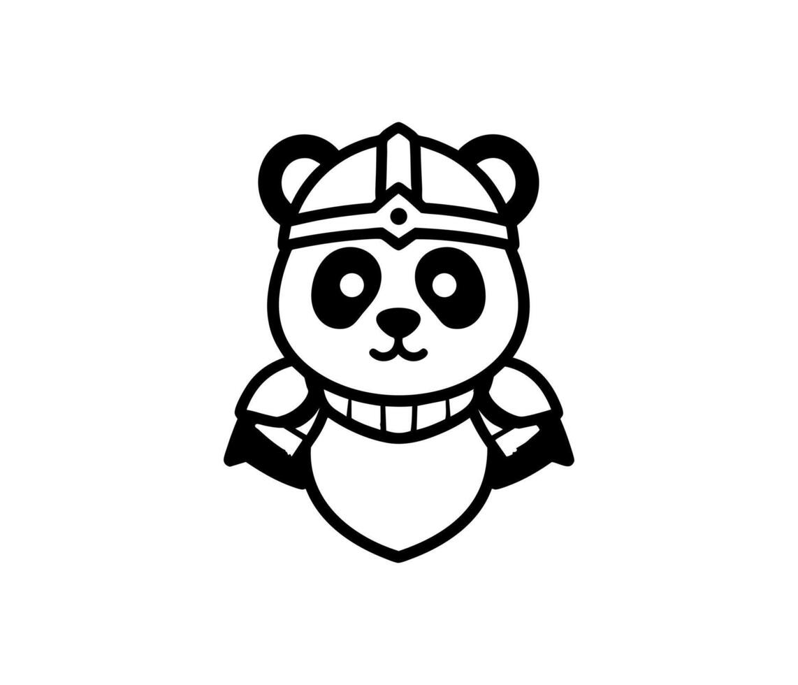 Black and white Knight Panda logo concept vector