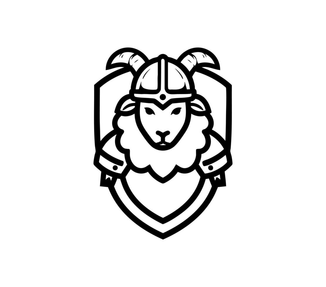 Black and white Knight Sheep logo vector