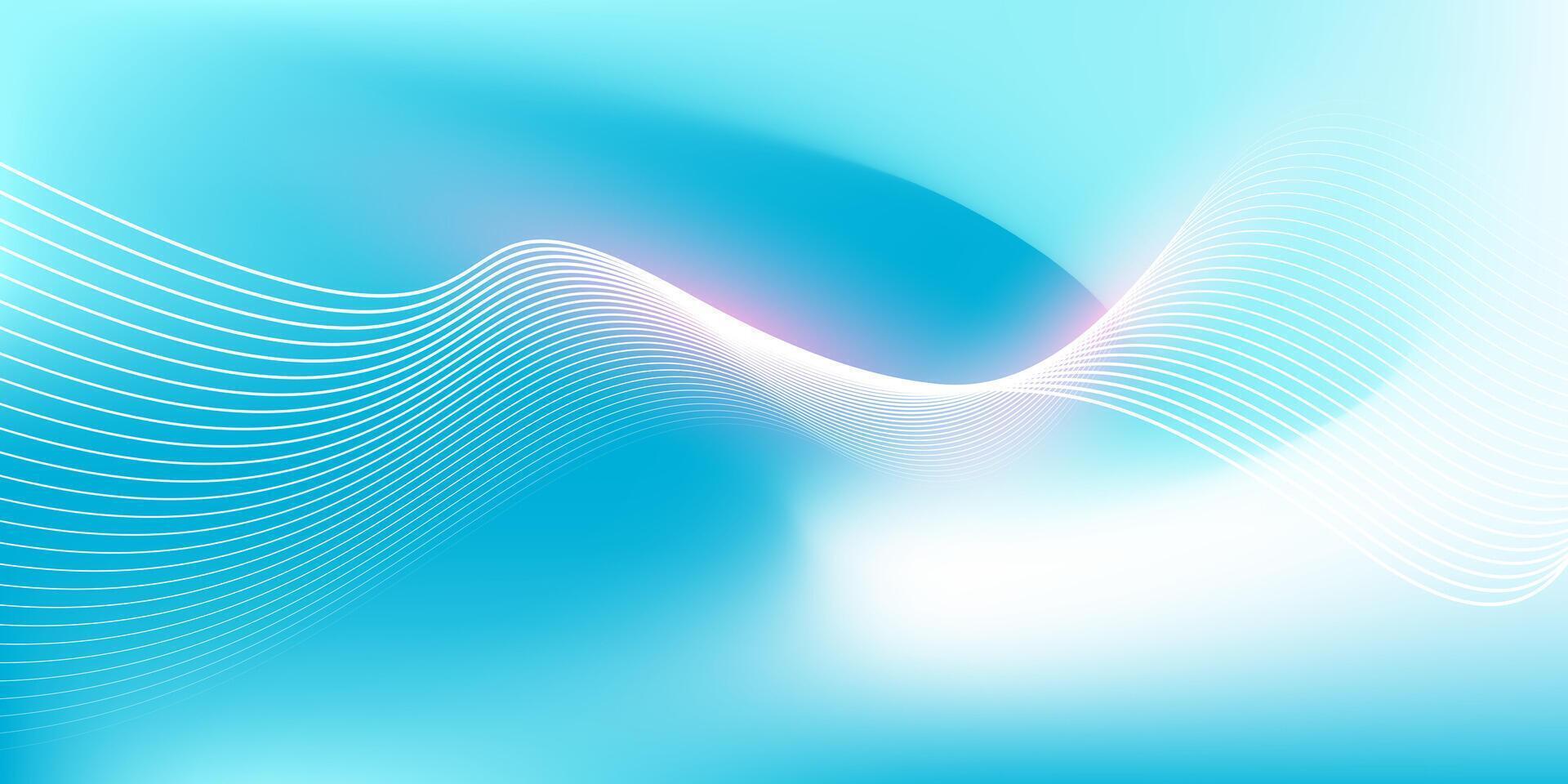 Abstract blue gradient background with shining line waves. Minimalist background for banner, poster, cover, brochure, flyer, website vector