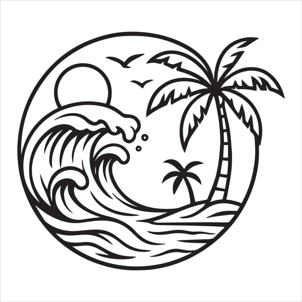 Sunset Island Border vector
