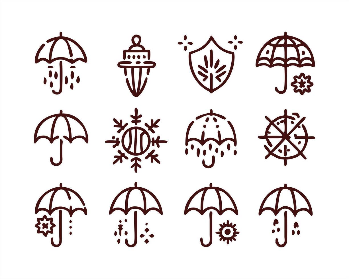 Umbrella icon set vector