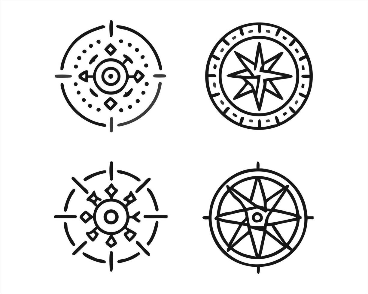 Compass Rose icon set vector