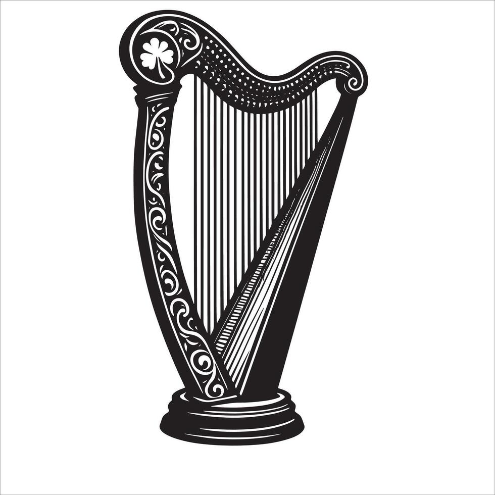 Celtic Harp Silhouette vector