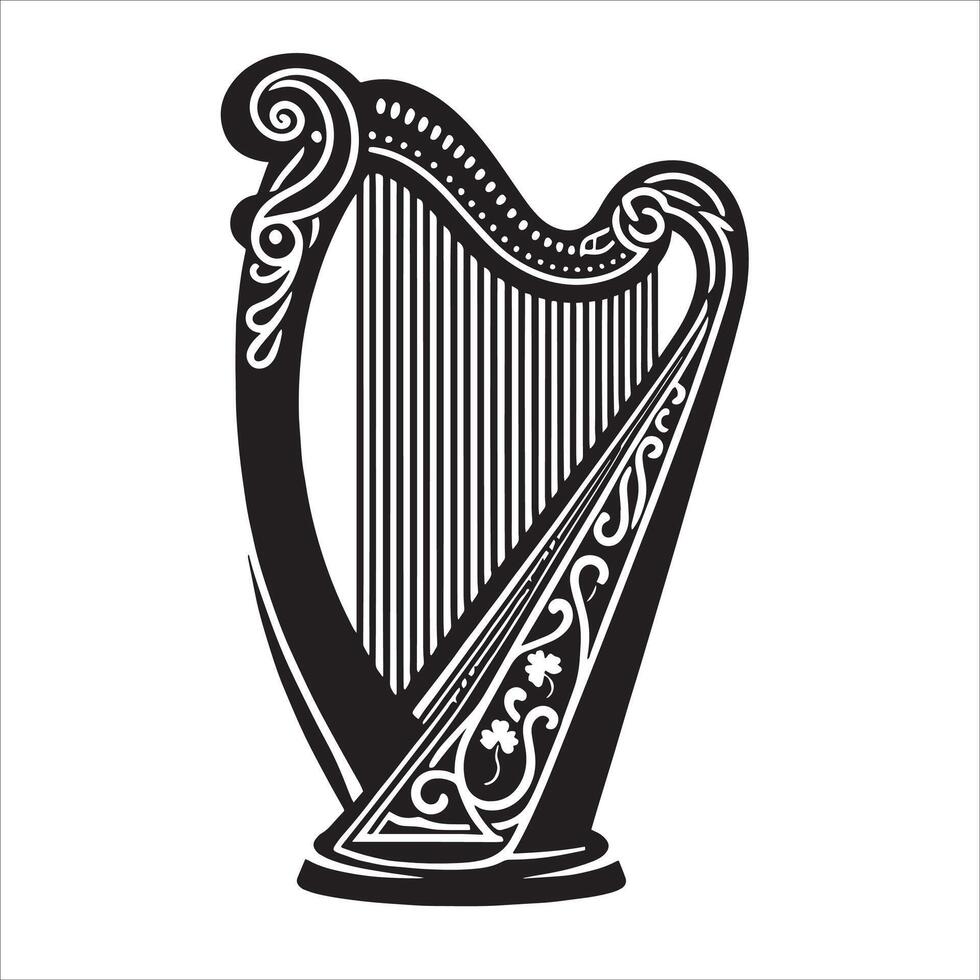 Celtic Harp Drawing vector