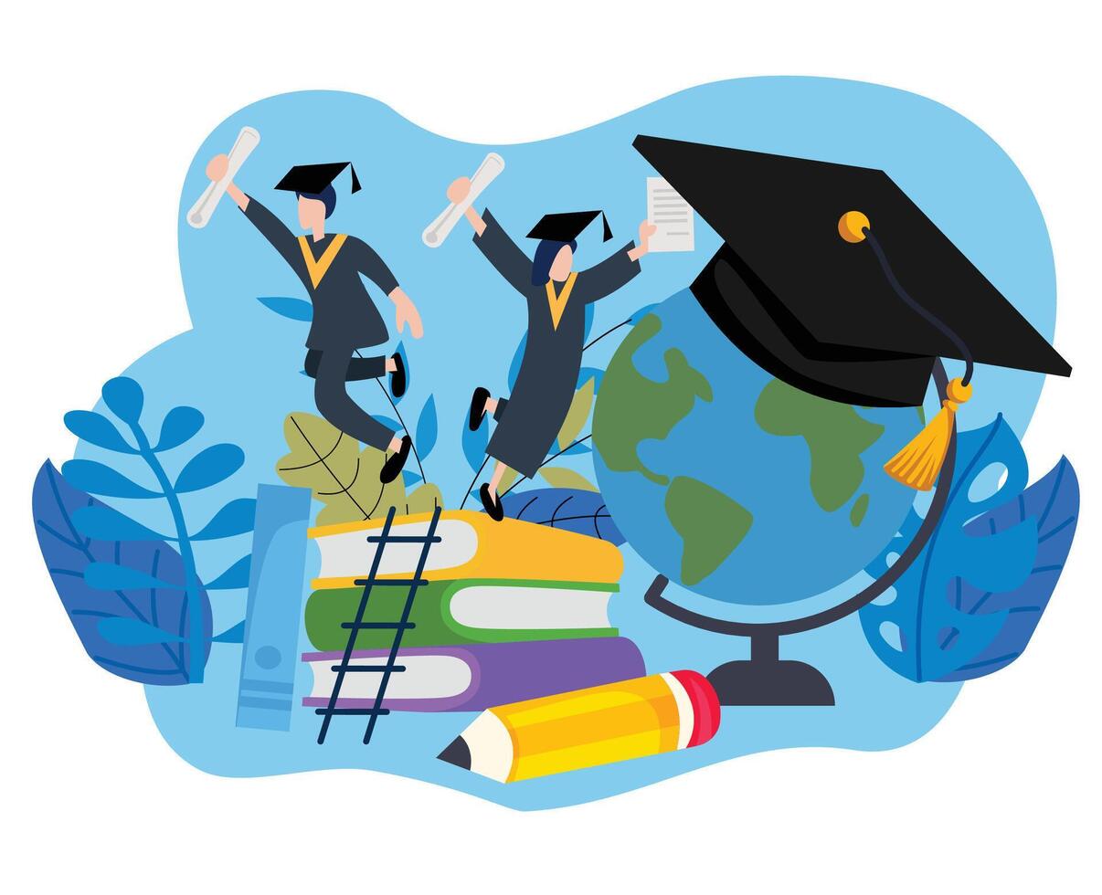 graduation background. Flat university background. college students vector