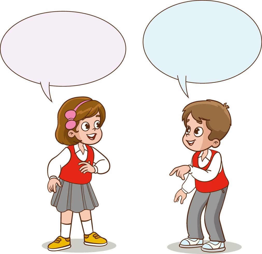 cute students talking in classroom vector