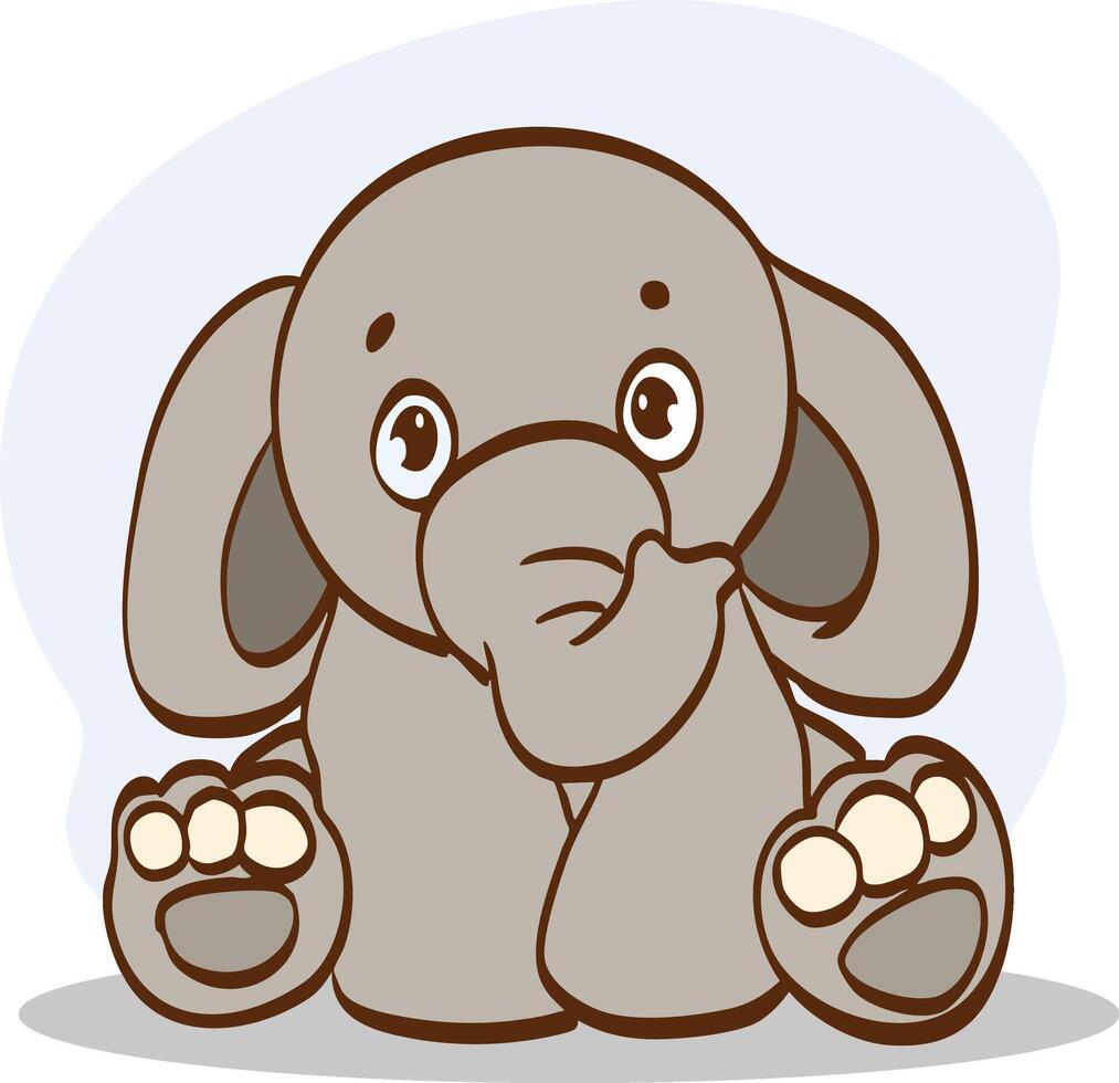 Cute baby elephant cartoon sitting vector