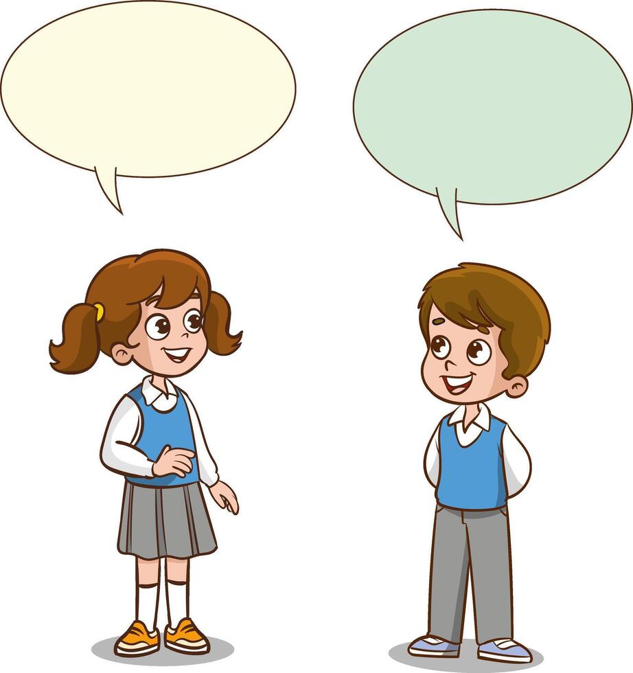 little students talking in classroom vector