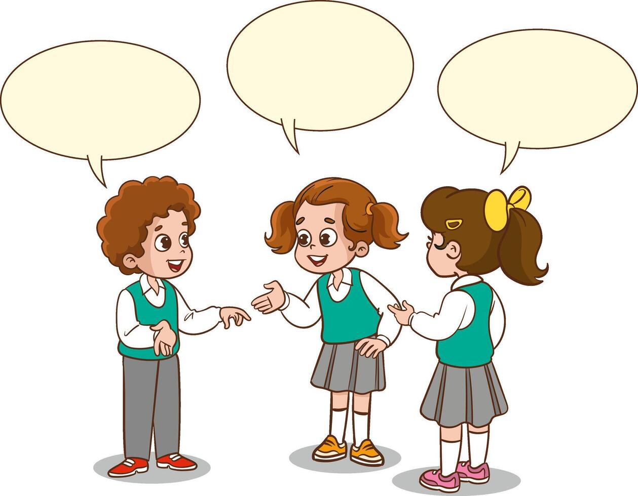 cute student group chatting vector