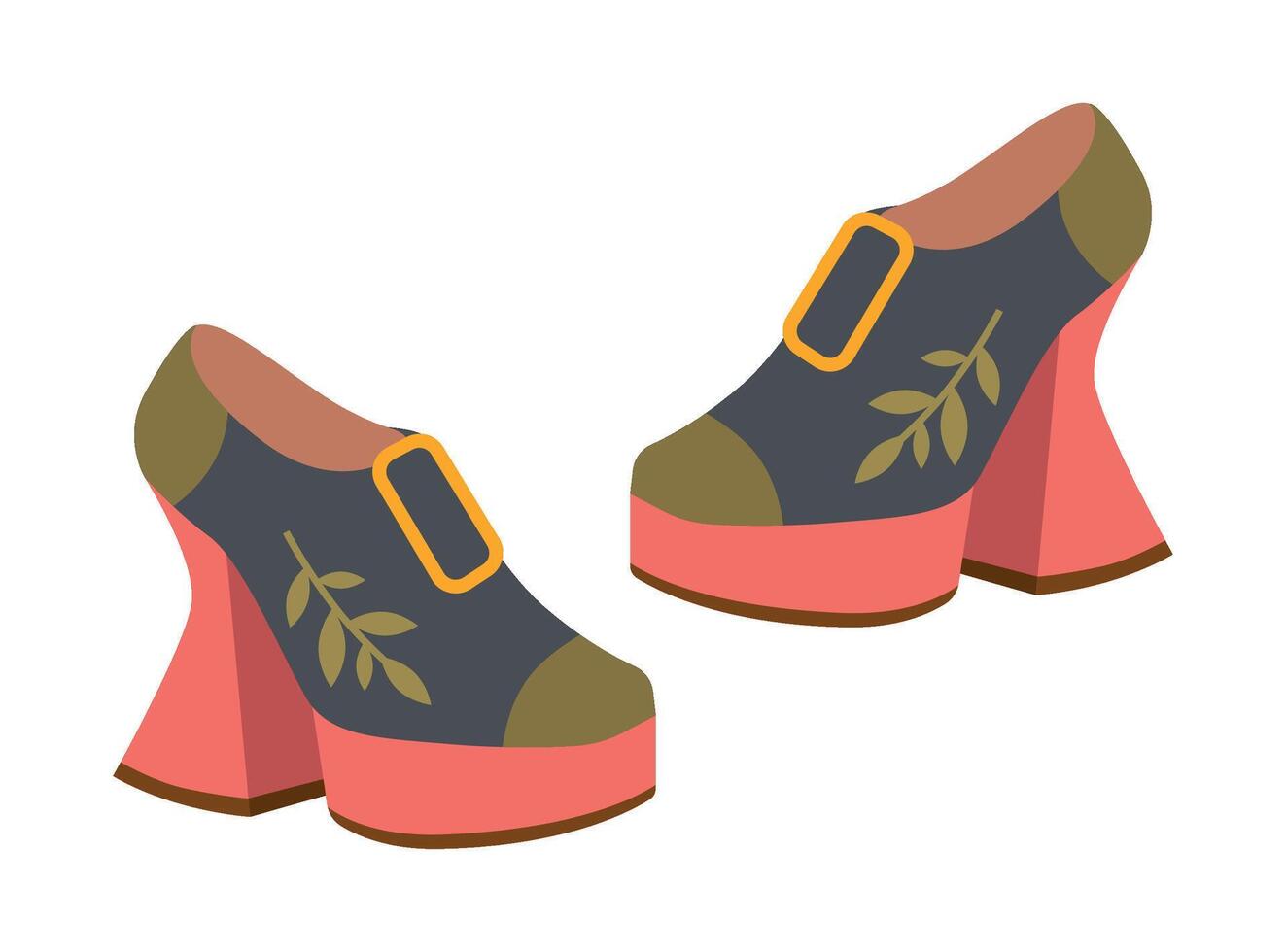 Retro Style Platform Shoes Isolated Illustration. Perfect for fashion related designs and vintage style projects. vector