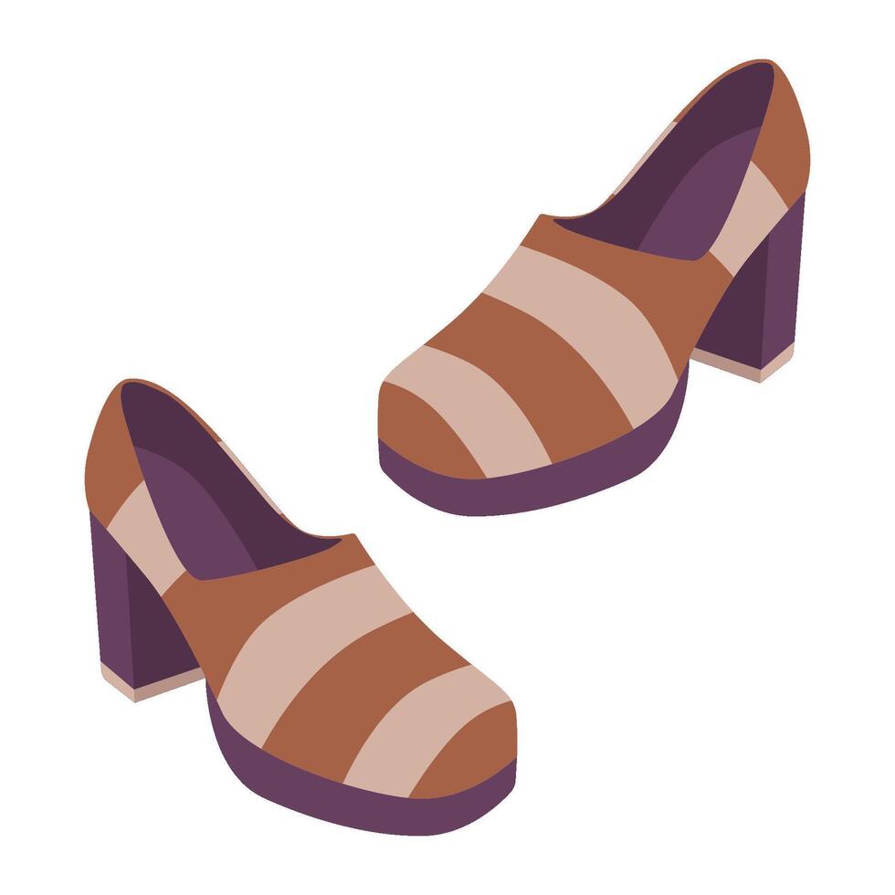 Stylish High Heel Shoes Isolated Illustration. High heel shoes with bold stripes. Perfect for fashion and footwear themes vector