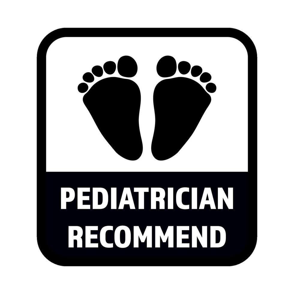 Pediatrician Recommended Badge with Footprint Illustration. Isolated illustration. Ideal for products related to child health and pediatric care advisories. vector