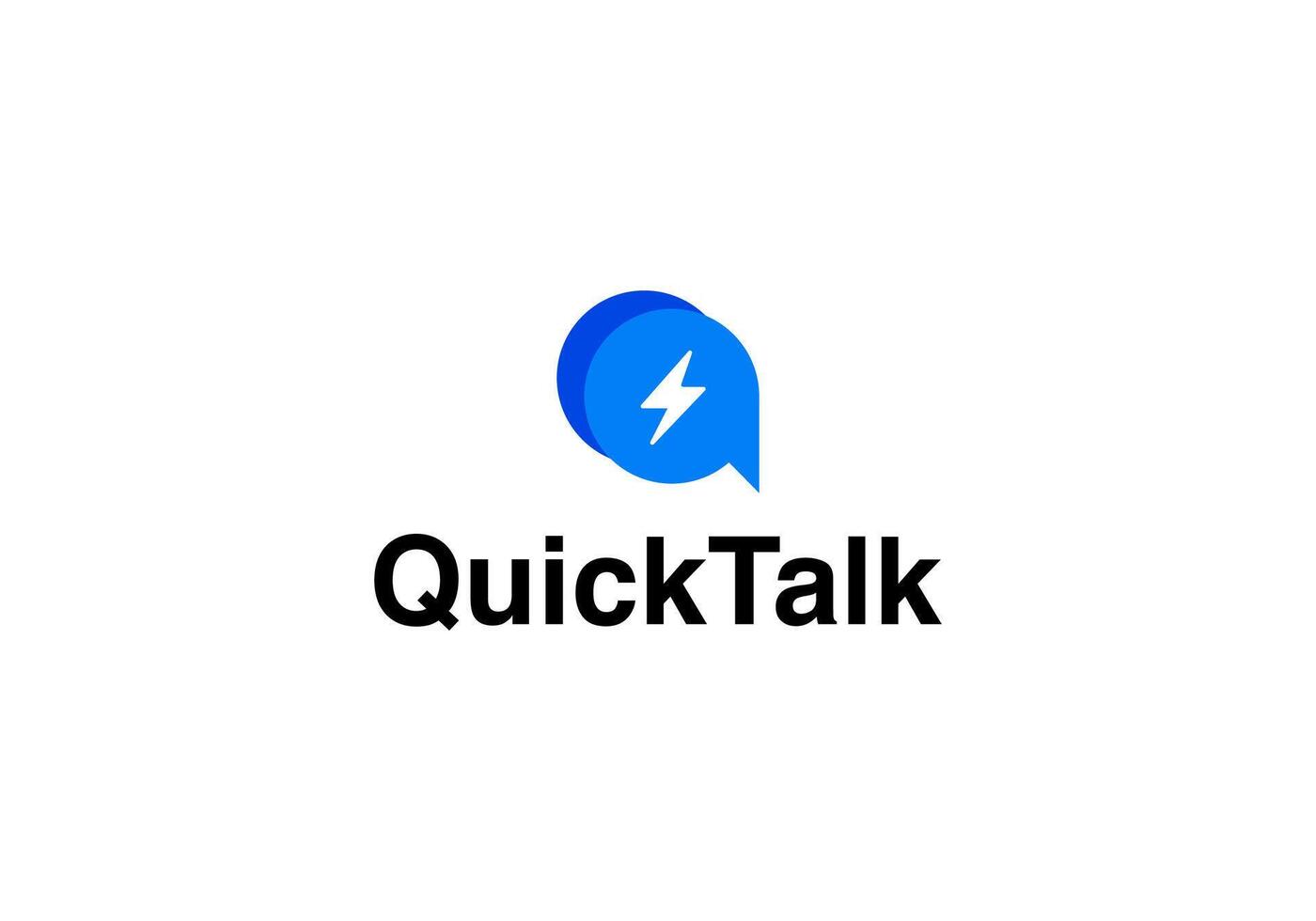 QuickTalk Logo Minimalist Chat App Icon with Lightning Bolt vector