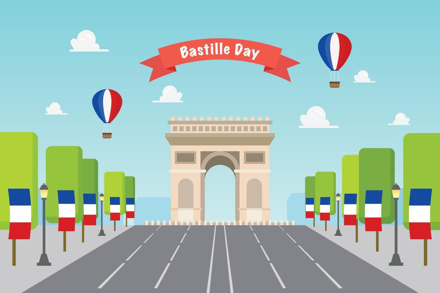 Bastille day celebration at Arc de Triomphe in Paris vector