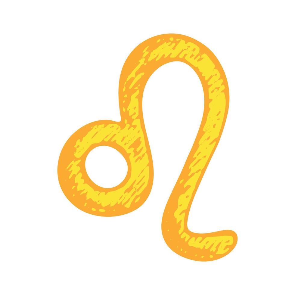 Gold Hand drawn leo zodiac sign Esoteric symbol doodle Astrology clipart Element for design vector