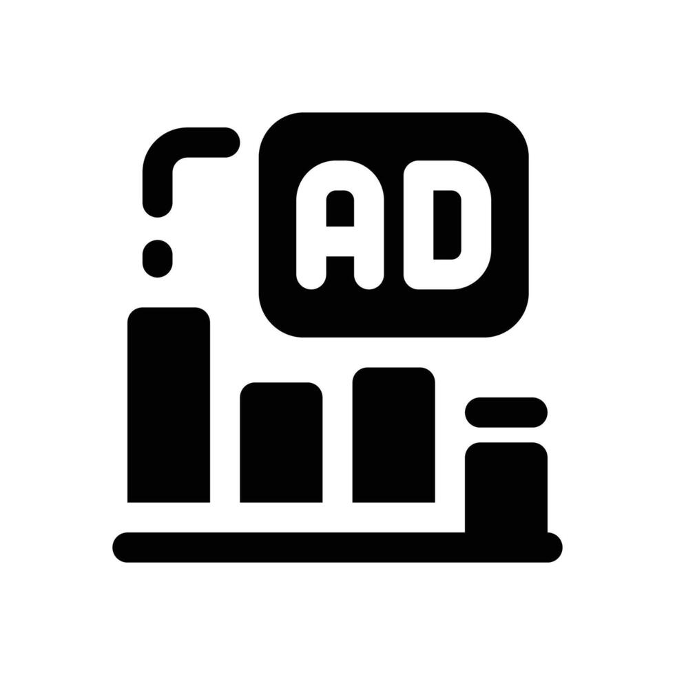 ads statistic glyph icon. Strong and solid icon for websites and mobile apps. vector