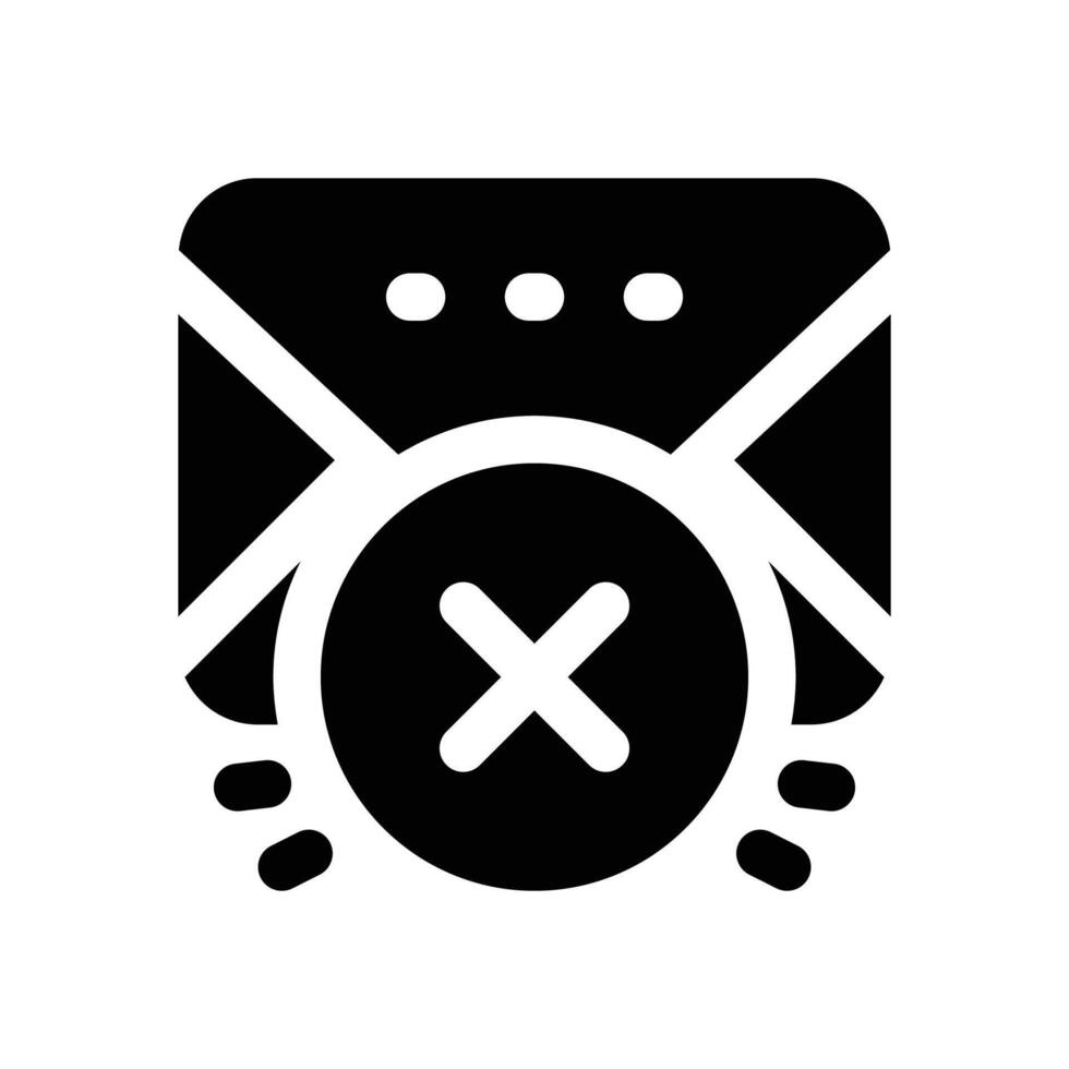 delete email glyph icon. Strong and solid icon for websites and mobile apps. vector