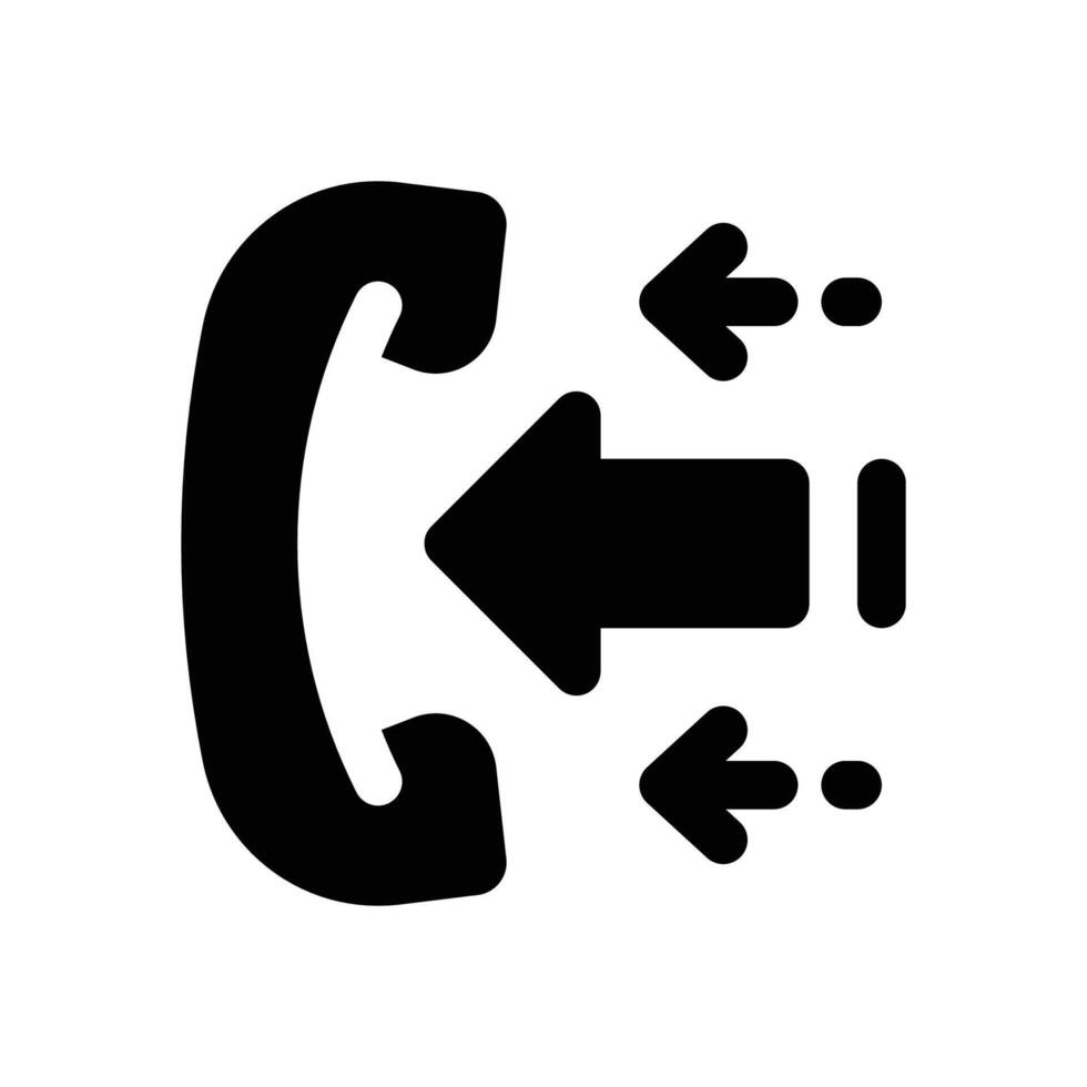 incoming call glyph icon. Strong and solid icon for websites, mobile interfaces, presentations, and visual branding. High quality and easy to edit. vector