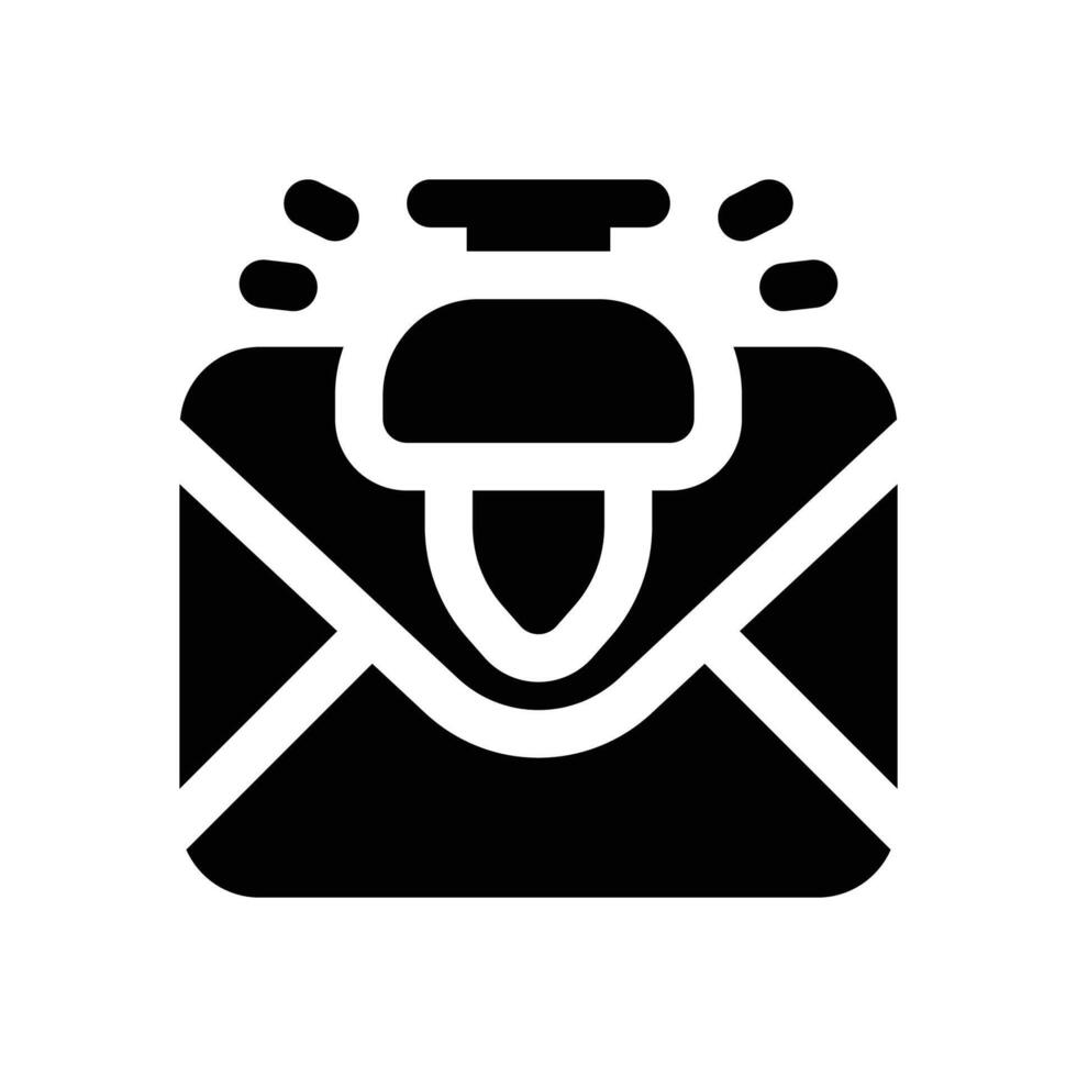 pin email glyph icon. Strong and solid icon for websites and mobile apps. vector