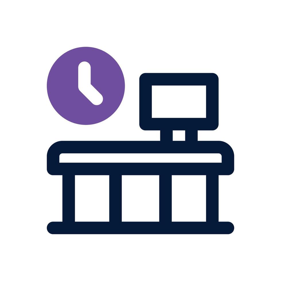 reception desk dual tone icon. Sleek and modern icon for websites and mobile apps. vector
