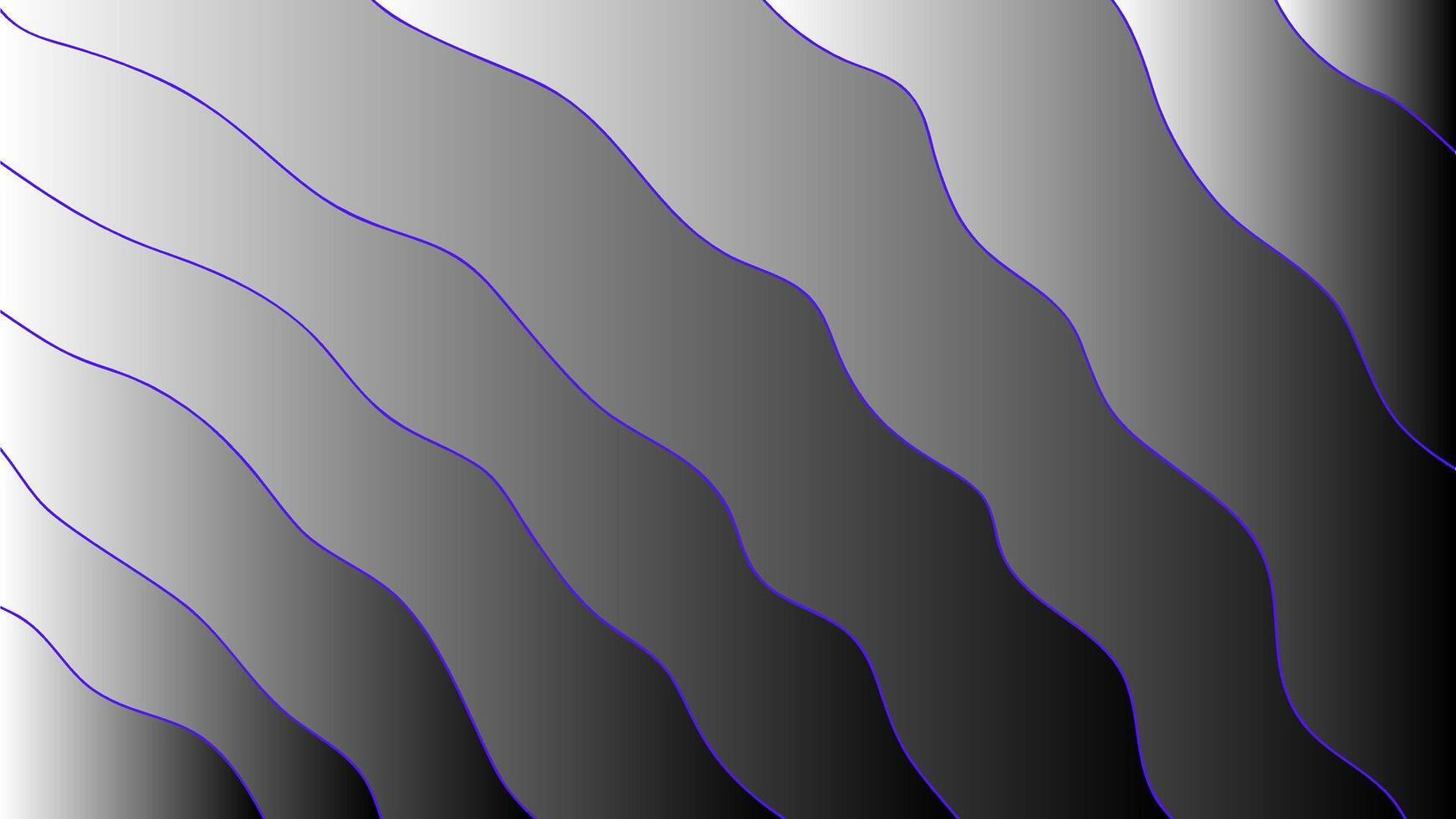 Wavy black and white gradient background with purple contour lines in abstract flow design representing modern digital rhythm vector