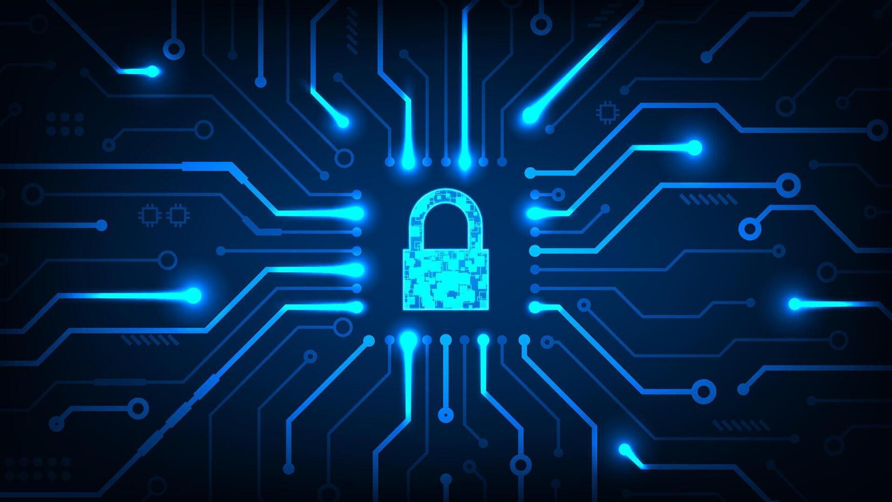 Technology abstract digital security Hi tech line circuit board with dark blue background vector