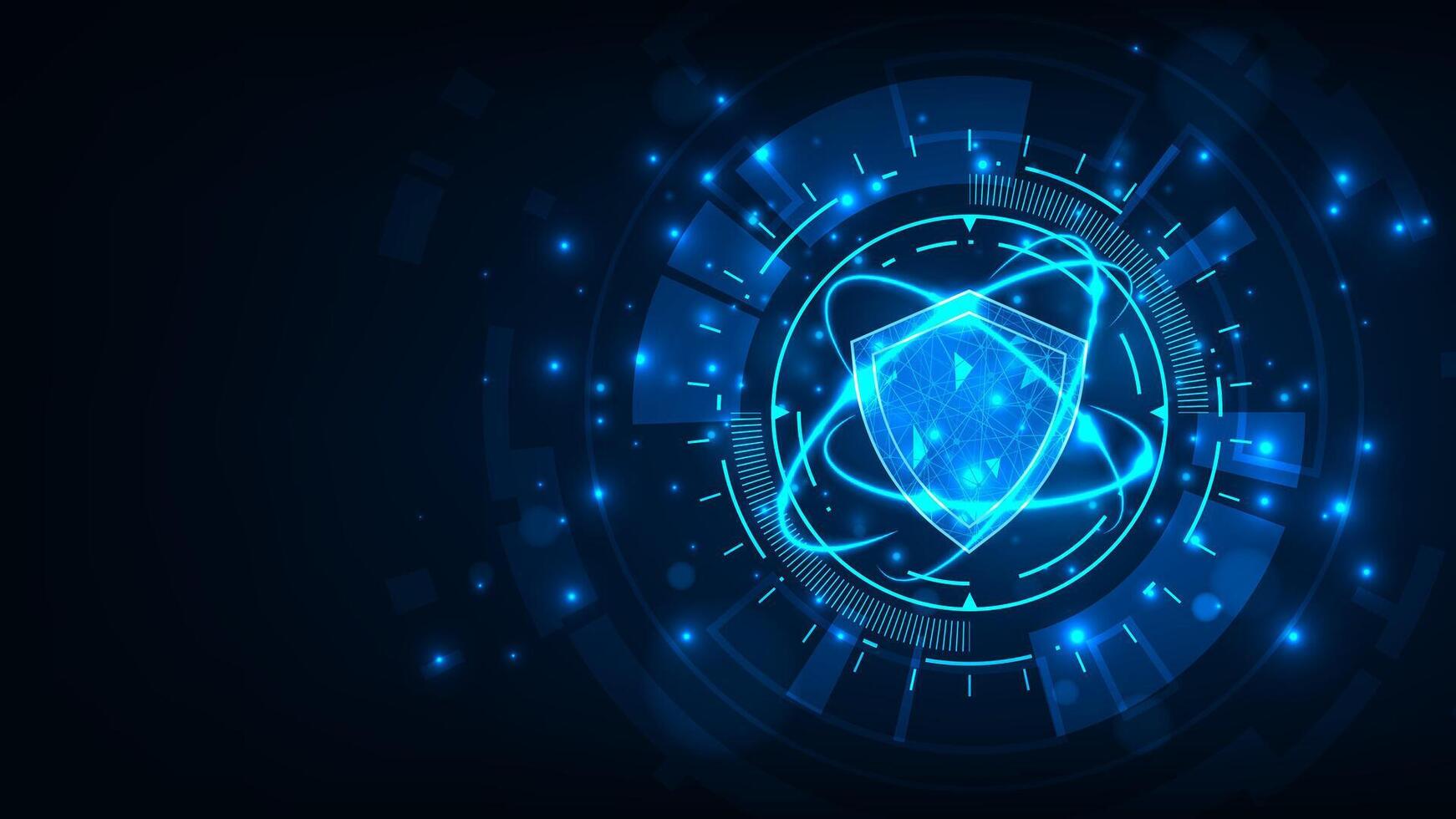 Abstract technology security tech circle Hi tech line circuit board with dark blue background vector