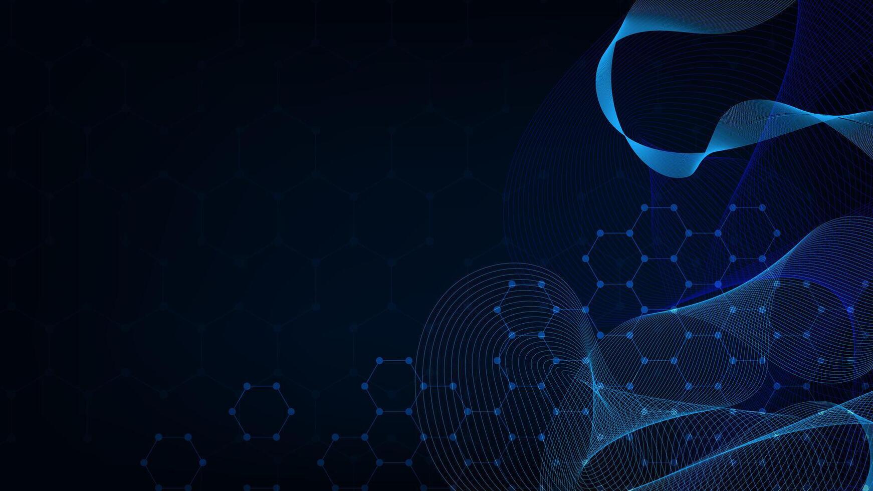 Abstract technology lines and connecting dots with hexagons pattern with concept communication vector