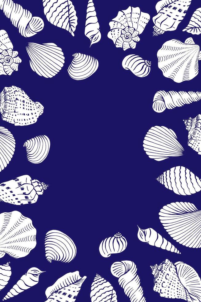 Seashells frame. Sea and ocean design template. card templates. vector