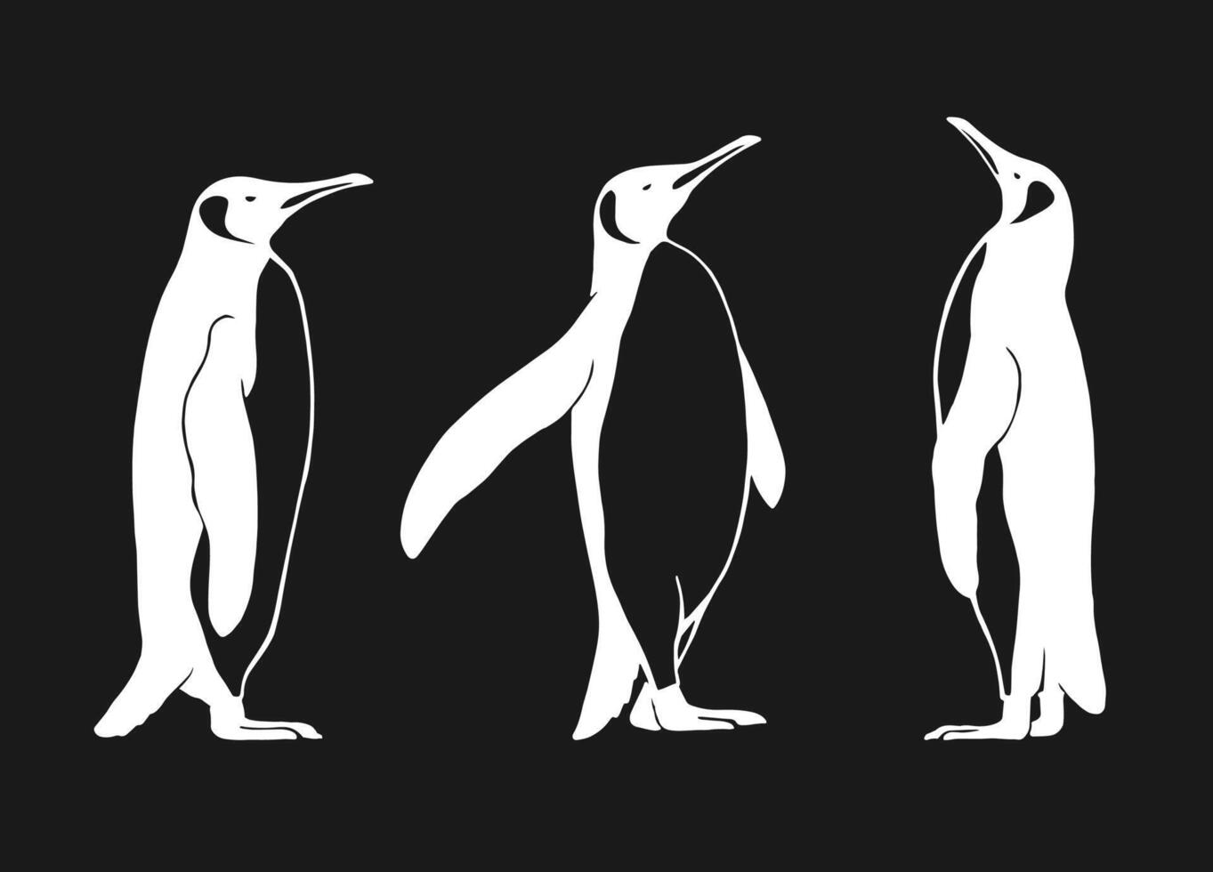 Set of penguin Hand drawn illustration. vector