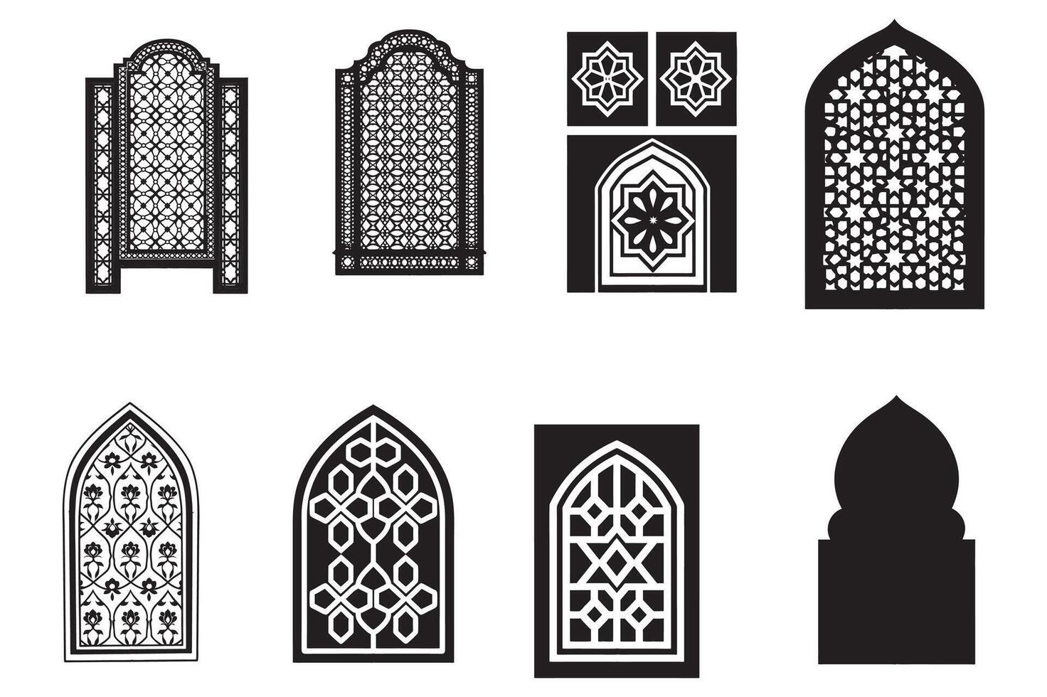 Islamic Arched Window Frame vector