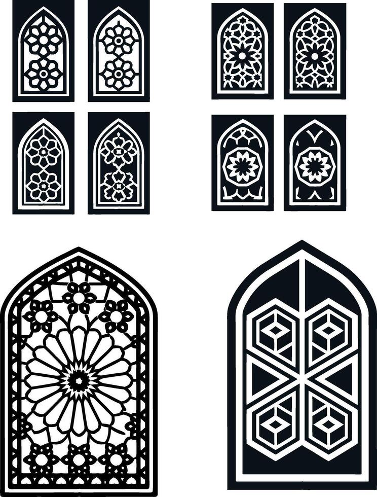 Ornate Arched Window Frame Art vector
