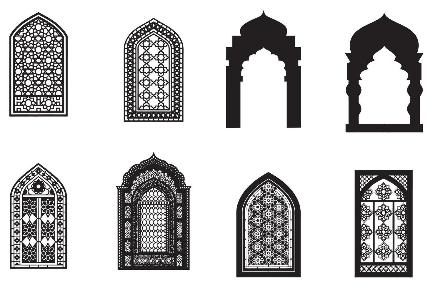 Arab Window Carved Design Element vector