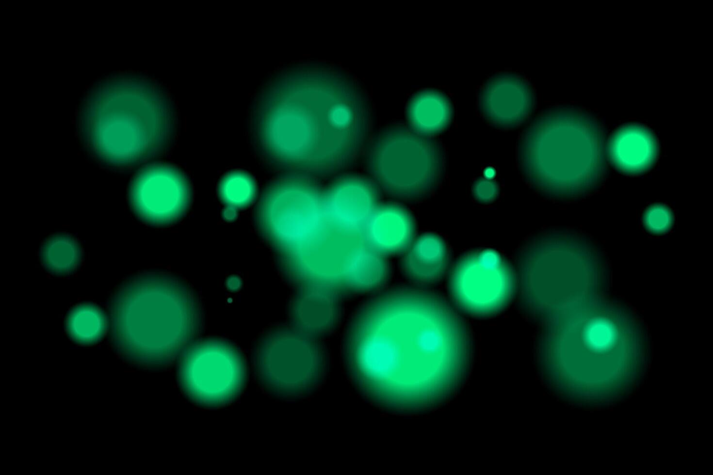 Green glowing circles on a black background vector