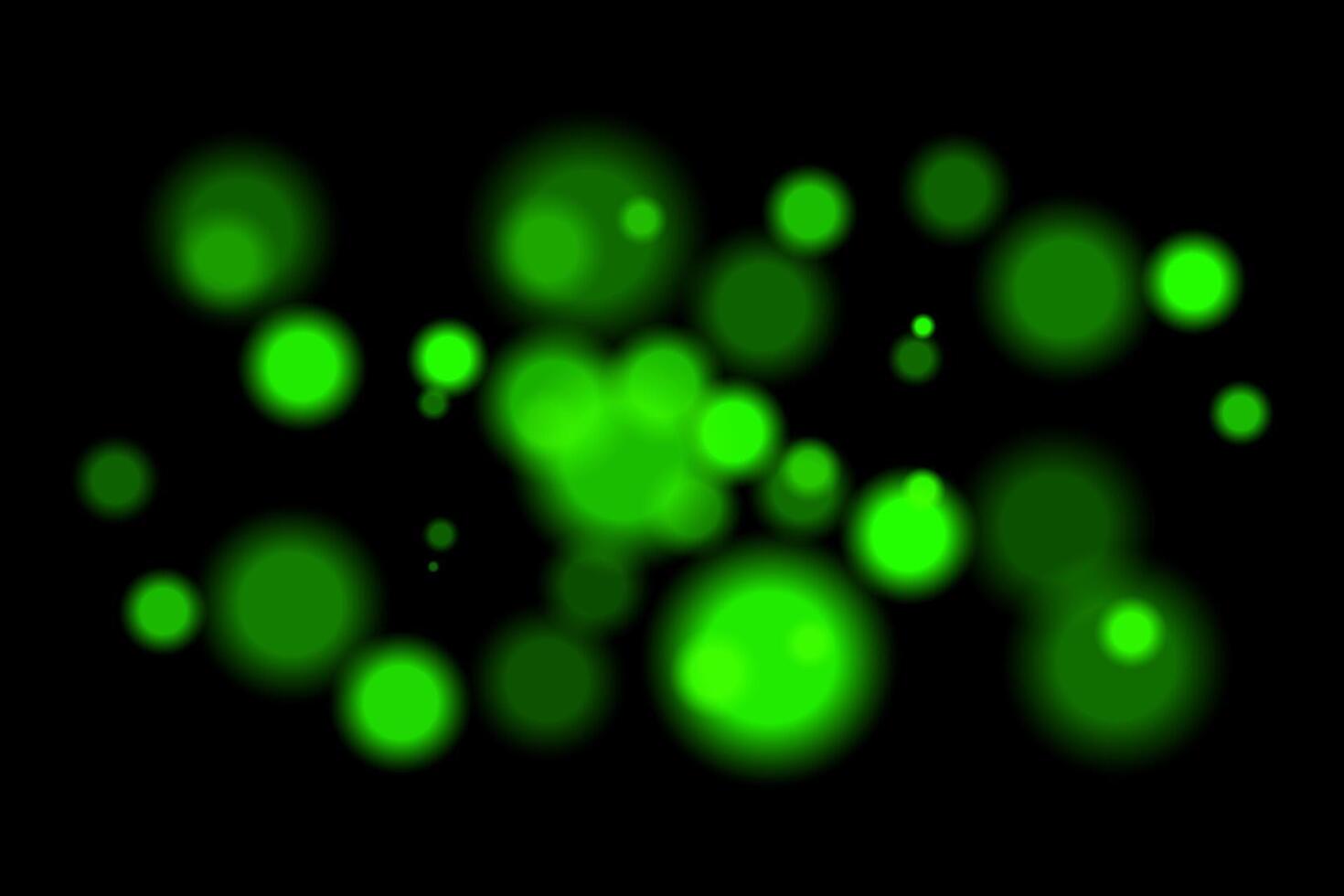 Green glowing bubbles on a black background vector