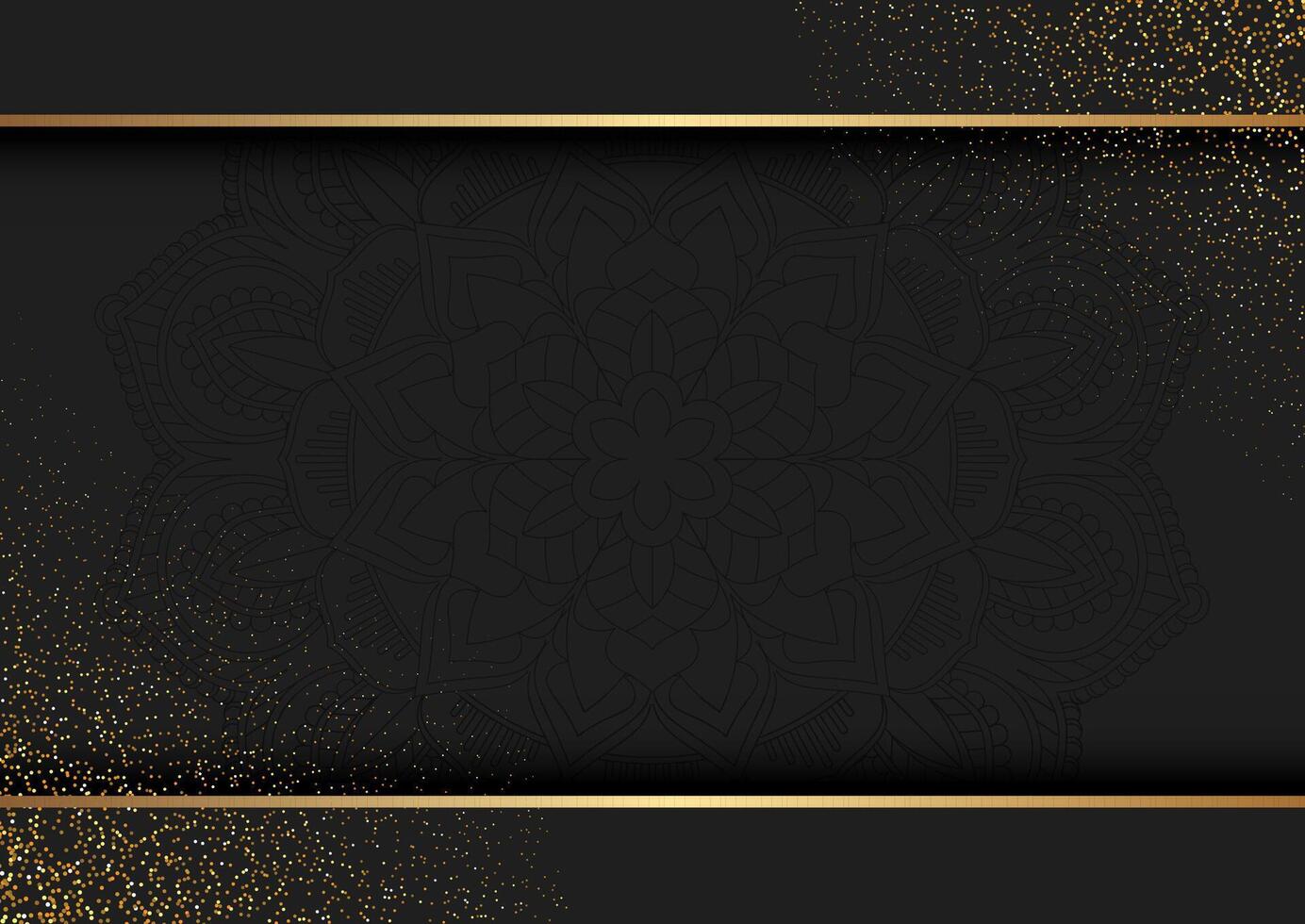 Decorative background with gold glitter and mandala design vector
