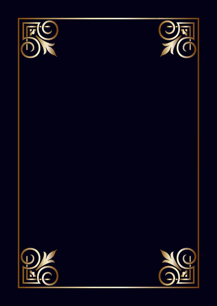Decorative background with elegant gold frame design in dark purple vector