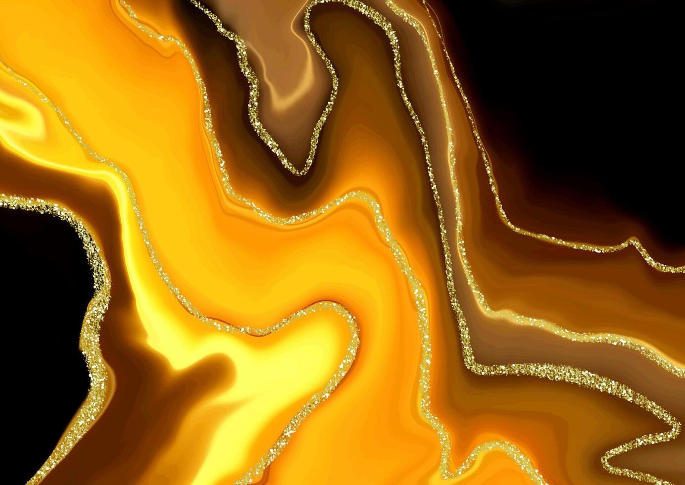 Abstract background with a hand painted liquid marble design with gold glitter vector