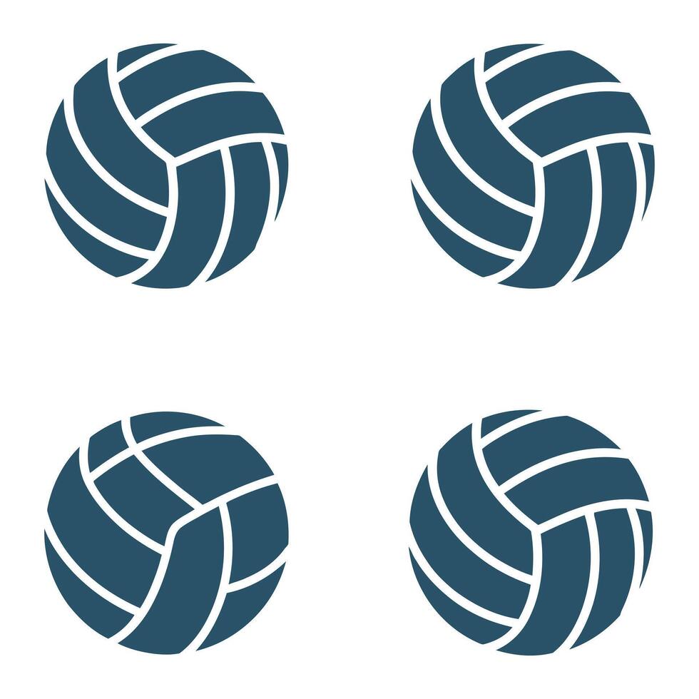 Four Volleyball Ball Icons in Different Rotations on a White Background Sports Equipment for Volleyball Team Sport Recreation and Exercise vector