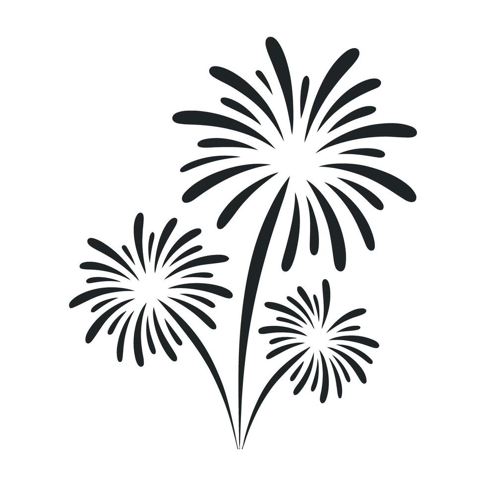 Stylized Fireworks Display Silhouette on White Background for Celebrations Holidays and Graphic Design Projects with a Minimalist and Modern Aesthetic Style vector