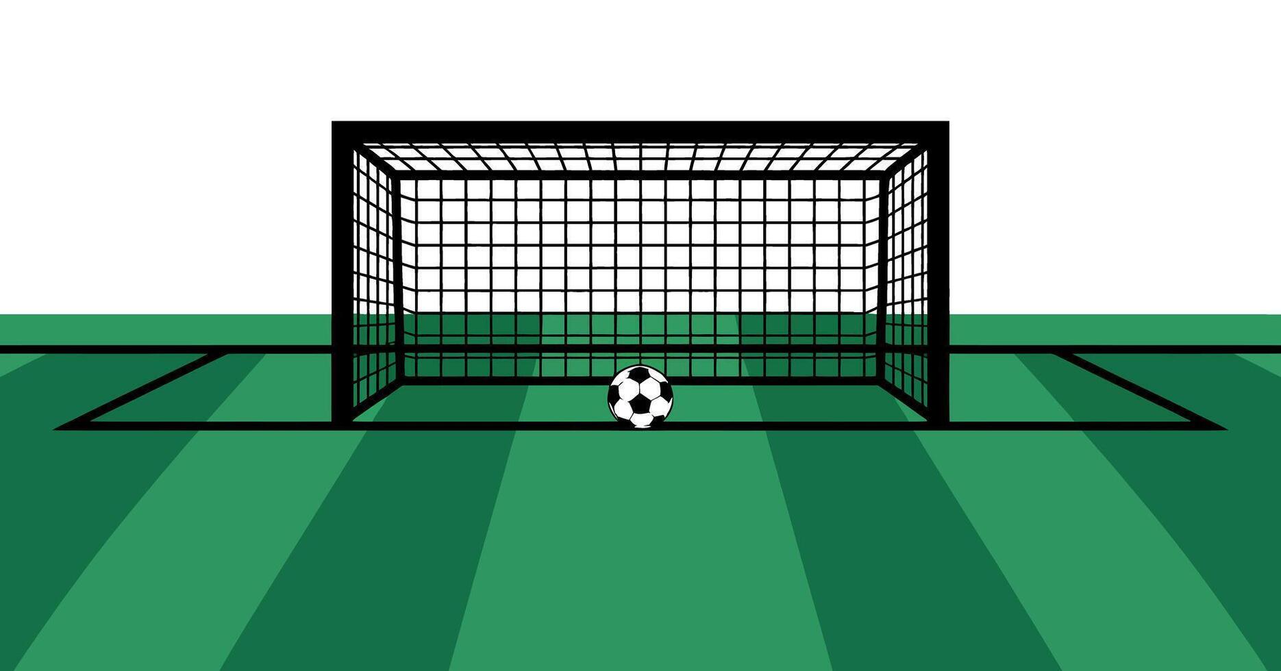 Soccer Ball in Front of Goal on Green Field Ready for Game Sport and Recreation Illustration vector