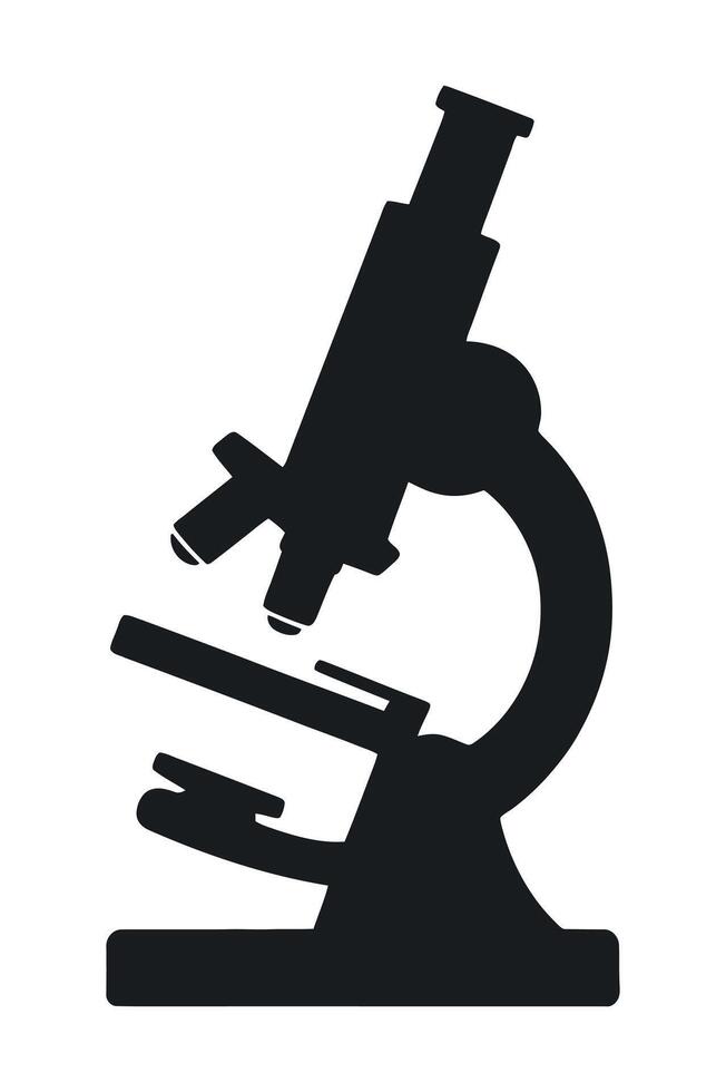 Simple Black Silhouette of a Microscope on a White Background Ideal for Scientific Illustrations Educational Materials or Medical Design Projects and Presentations vector