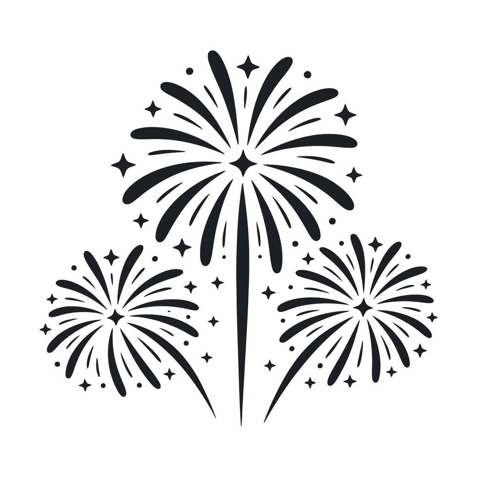 Elegant Black and White Fireworks Display Illustration Perfect for New Year s Eve Independence Day or Festive Celebration Designs and Creative Projects Graphic vector