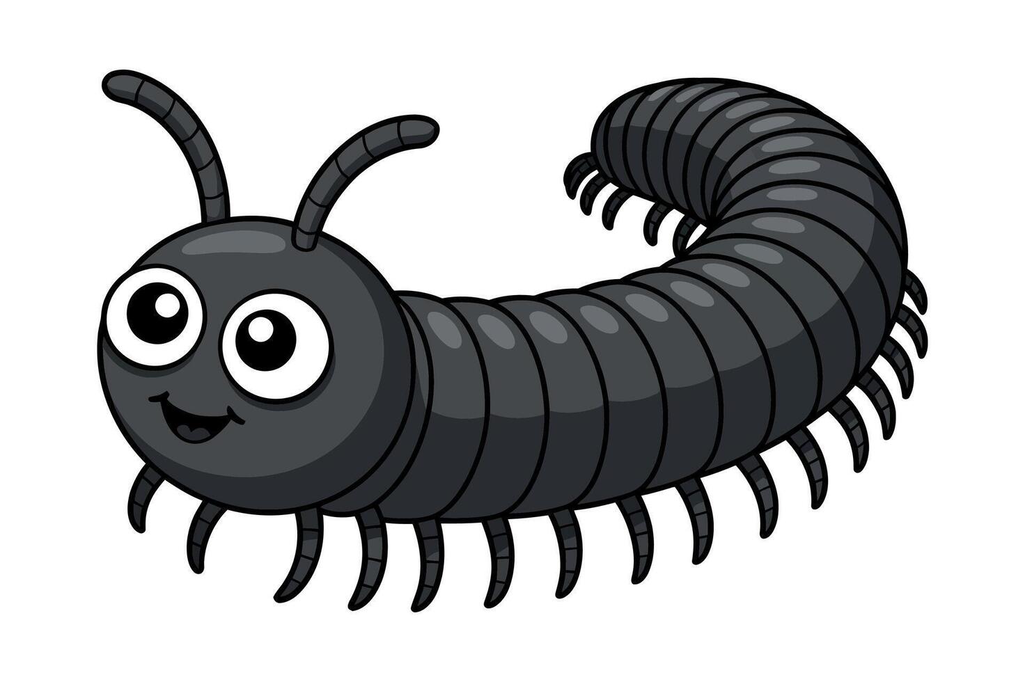 Cartoon Illustration of a Cute Smiling Centipede with Many Legs Isolated on White Background Perfect for Children s Books and Educational Materials vector