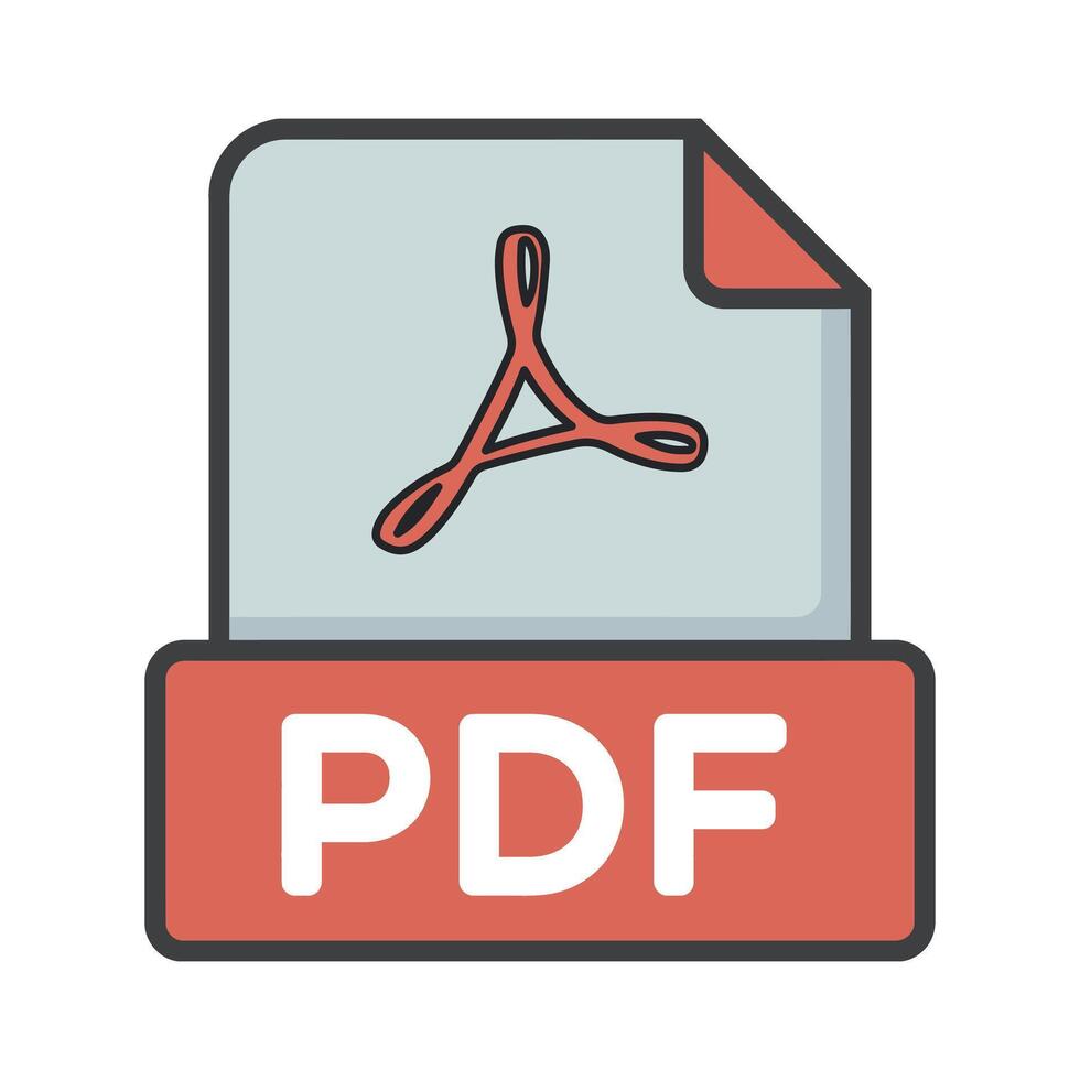 Illustration of a Portable Document Format File with a Red PDF Logo and a Folded Corner on a White Background vector