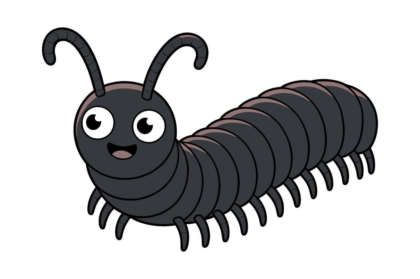 Cartoon Millipede Illustration with a Smiling Face and Many Legs on a White Background for Children s Books and Educational Materials vector