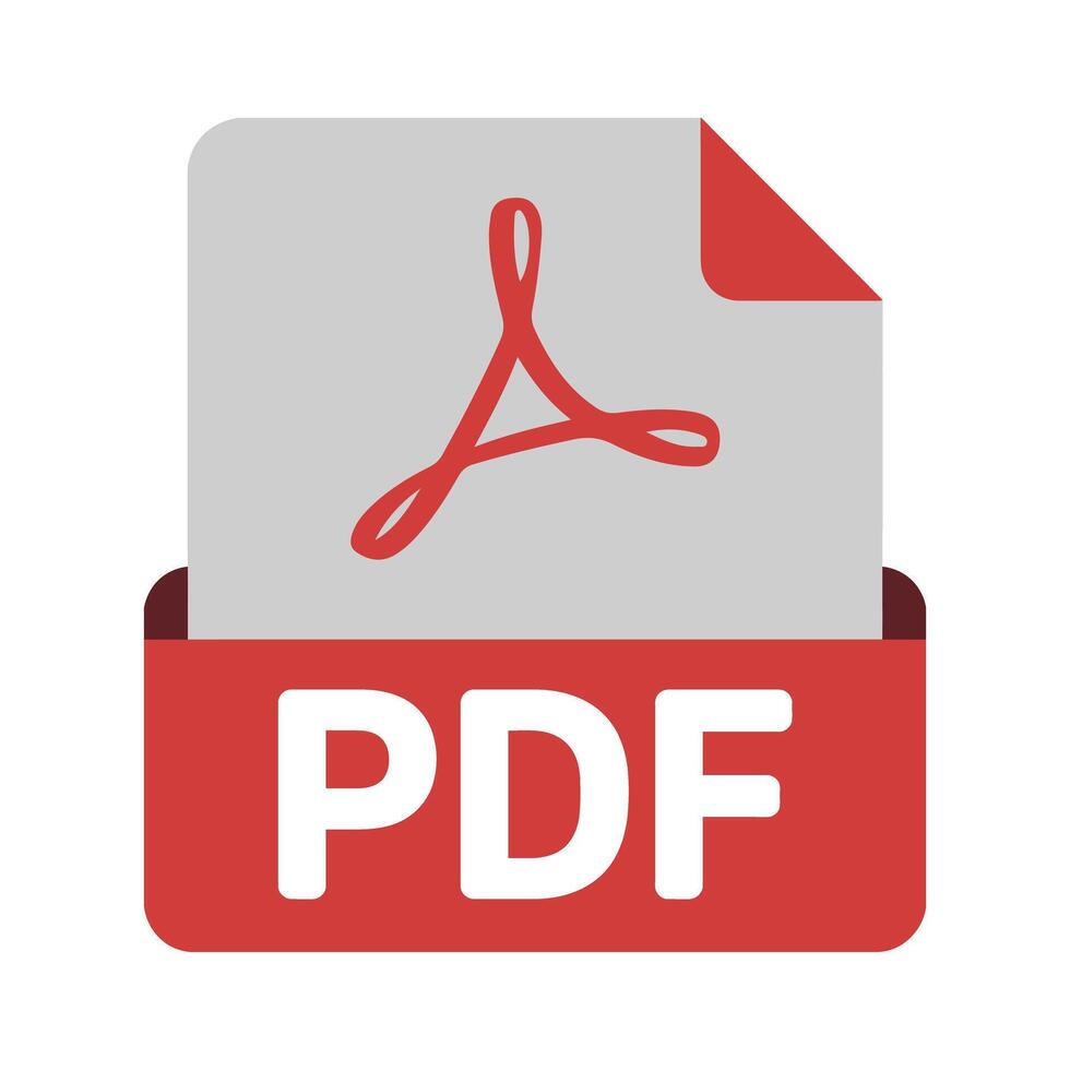 Simple and Clean Illustration of a PDF File Icon with Red Logo on a White Background for Adobe Stock vector