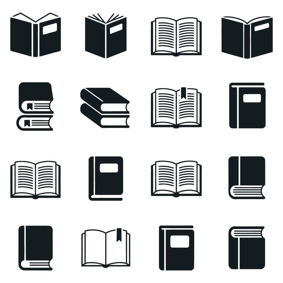 Book Icon Set Illustration Collection of Different Book Icons in Various Styles Perfect for Education Library Reading and Knowledge Related Designs and Projects vector