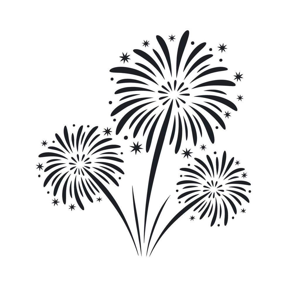 Elegant Black and White Fireworks Display Illustration for Celebrations and Festive Events Perfect for New Year s Eve or Independence Day Designs vector